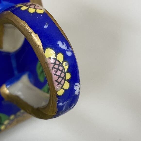 Vtg Sunflower Face Teapot Trinket Box Porcelain Sun Bright Whimsical - Picture 8 of 11